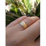 Par de Alianças Casamento Modelo Trabalhado Ouro 18k/750 7.00mm Abaulada Anatômica/Confort Fosca 3 Frisos - 10161