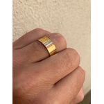 Par de Alianças Casamento Modelo Trabalhado Ouro 18k/750 7.00mm Reta Anatômica/Confort Polida 2 Frisos Com Pedras - 10163