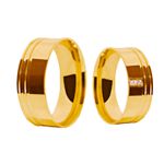 Par de Alianças Casamento Modelo Trabalhado Ouro 18k/750 7.00mm Reta Anatômica/Confort Polida 2 Frisos Com Pedras - 10163