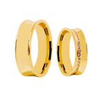 Par de Alianças Casamento Modelo Trabalhado Ouro 18k/750 6.00mm Côncava Anatômica/Confort Polida Com Pedras - 10166