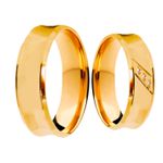 Par de Alianças Casamento Modelo Trabalhado Ouro 18k/750 6.00mm Levemente Côncava Anatômica/Confort Polida Com Pedras - 10169