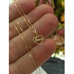Colar Com Pingente Coração Amor Pequeno Ouro 18k/750