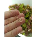 Colar Com Pingente Coração Duplo Pequeno Ouro 18k/750 
