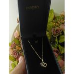 Colar Com Pingente Coração Duplo Pequeno Ouro 18k/750 