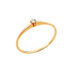 Anel Solitário Em Ouro 18k/750 1.00mm De Largura Polido Reto Com 1 Pedra De 2.00mm - 20015