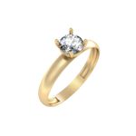 Anel de Noivado Em Ouro 18k/750 2.80mm De Largura Polido/Fosco Abaulado Com 1 Pedra De 5.00mm - 20020