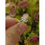 Anel de Noivado Em Ouro 18k/750 2.80mm De Largura Polido/Fosco Abaulado Com 1 Pedra De 5.00mm - 20020