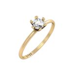 Anel de Noivado Em Ouro 18k/750 1.20mm x 1.60mm De Largura Polido/Fosco Abaulado Com 1 Pedra De 4.00mm - 20021