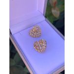 Brinco Coração Trabalhado Tela em Ouro 18k 750
