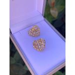 Brinco Coração Trabalhado Tela em Ouro 18k 750