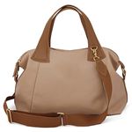 Bolsa Feminina de Mão com Alça Transversal em Couro Legitimo cor Nude e Caramelo - 8603N