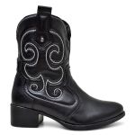 Bota Feminina Texana Cano Medio cor Preto - 33 ao 40