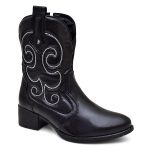 Bota Feminina Texana Cano Medio cor Preto - 33 ao 40