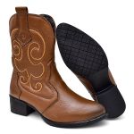 Bota Texana Feminina Cano Medio Cor Whisky - 33 ao 40