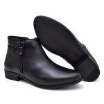 Bota Feminina Couro Legítimo Salto Baixo Confortável cor Preto - 33 ao 40