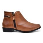 Bota Feminina Couro Salto Baixo Cano Curto Confortavel cor Whisky - 33 ao 40