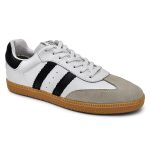 Tenis Feminino Couro Casual Elegante cor Branco e Preto - 34 ao 39