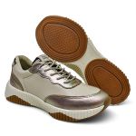Tenis Feminino Moda Blogueira Couro Confortável cor Prata - 34 ao 40