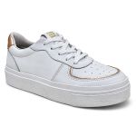 Tenis Feminino Classico Em Couro Confortavel cor Branco e Ouro - 33 ao 40