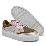 Tenis Feminino Confortavel Casual Em Couro Classico Urban cor Ouro Dourado - 33 ao 40