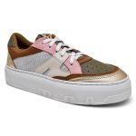 Tenis Feminino Confortavel Casual Em Couro Classico Urban cor Ouro Dourado - 33 ao 40