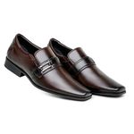 Sapato Masculino Social Estilo Elástico Maior Conforto Cor Café 