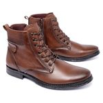 Coturno Masculino Couro Conforto Linha Premium Cor Café - 22001