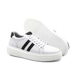 Tenis Confortavel Masculino Sapatenis Casual Lyon Legitimo 37 a 44 cor Branco e Preto 