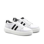 Tenis Confortavel Masculino Sapatenis Casual Lyon Legitimo 37 a 44 cor Branco e Preto 