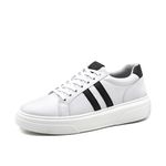 Tenis Confortavel Masculino Sapatenis Casual Lyon Legitimo 37 a 44 cor Branco e Preto 