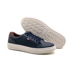 Tenis Classico Masculino Elegante Studio Legitimo Casual Azul Marinho e Café 