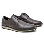 Sapato Oxford Mocassim Classico Masculino Elegante Cadarço Couro Legitimo Café 5332 