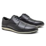 Sapato Oxford Mocassim Classico Masculino Cadarço Elegante Couro Legitimo Preto 5332 