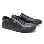 Sapatenis Classico Masculino Casual Elegante Couro Legitmo All Black 37 a 44 