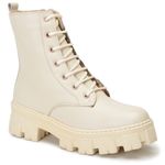 Bota coturno feminina em couro legitimo cor Bege AE44 