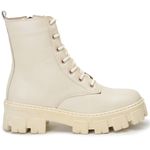 Bota coturno feminina em couro legitimo cor Bege AE44 