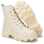 Bota coturno feminina em couro legitimo cor Bege AE44 