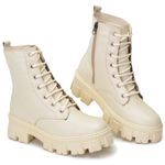 Bota coturno feminina em couro legitimo cor Bege AE44 