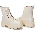 Bota coturno feminina em couro legitimo cor Bege AE44 