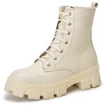 Bota coturno feminina em couro legitimo cor Bege AE44 