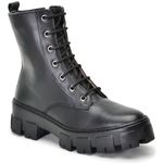 Bota coturno feminina em couro legitimo cor Preto AE44 