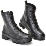 Bota coturno feminina em couro legitimo cor Preto AE44 