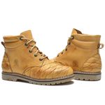 Bota Masculina Couro Legítimo Botina Escamada cor Bege 024 