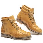 Bota Masculina Couro Legítimo Botina Escamada cor Bege 024 