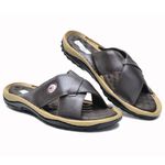 Sandalia Chinelo mascuino couro legitimo Cor Café