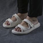 Sandalia Feminina Tranças Confortavel Elegante Cor Off White 