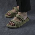 Sandalia Feminina Tranças Confortavel Elegante Verde Militar 