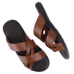 Chinelo Masculino Couro Elegante Classico 106M Marrom
