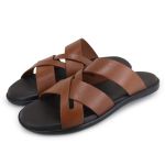 Chinelo Masculino Couro Elegante Classico 106M Marrom