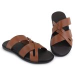 Chinelo Masculino Couro Elegante Classico 106M Marrom